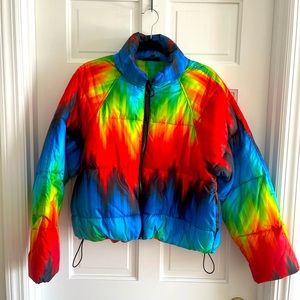 NWOT Topshop Rainbow Puffer Jacket (6)
